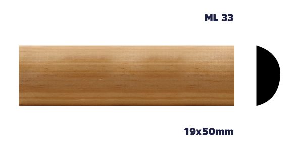 MOLDURA DE MADERA ML-033 TIPO MEDIA CAÑA